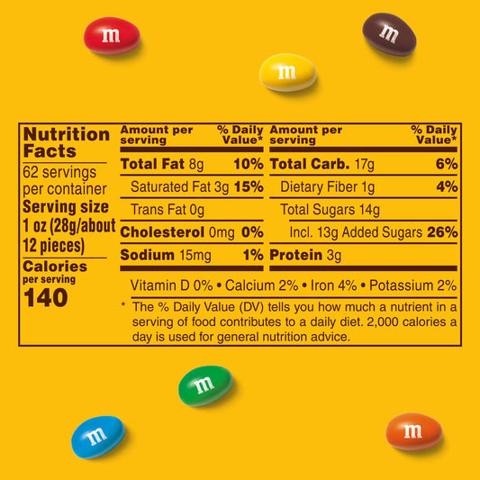 M&M'S Peanut Milk Chocolate Candy, 62 oz.