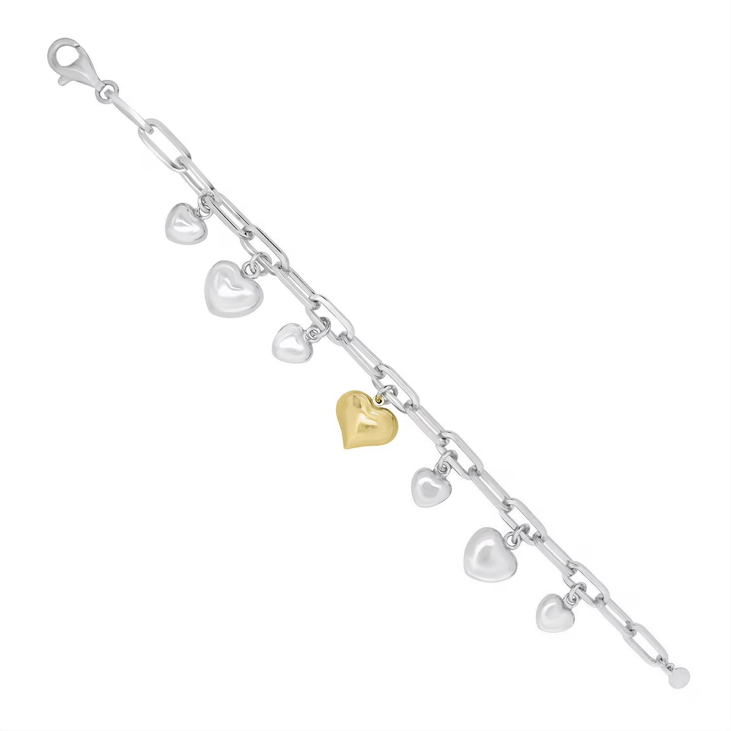 Heart Charm Bracelet in 14K Gold & Sterling Silver