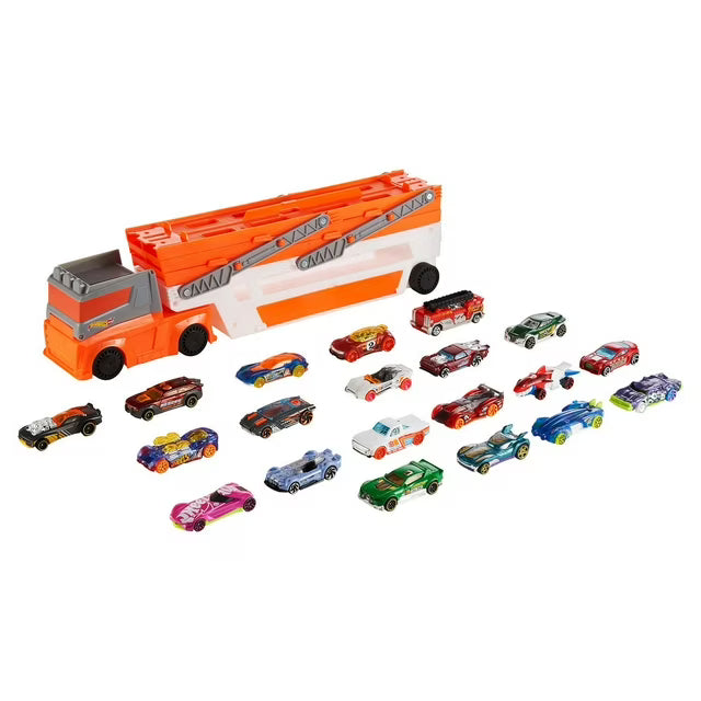 Mega Hauler Truck Playset with 20 Die-Cast Cars and Storage