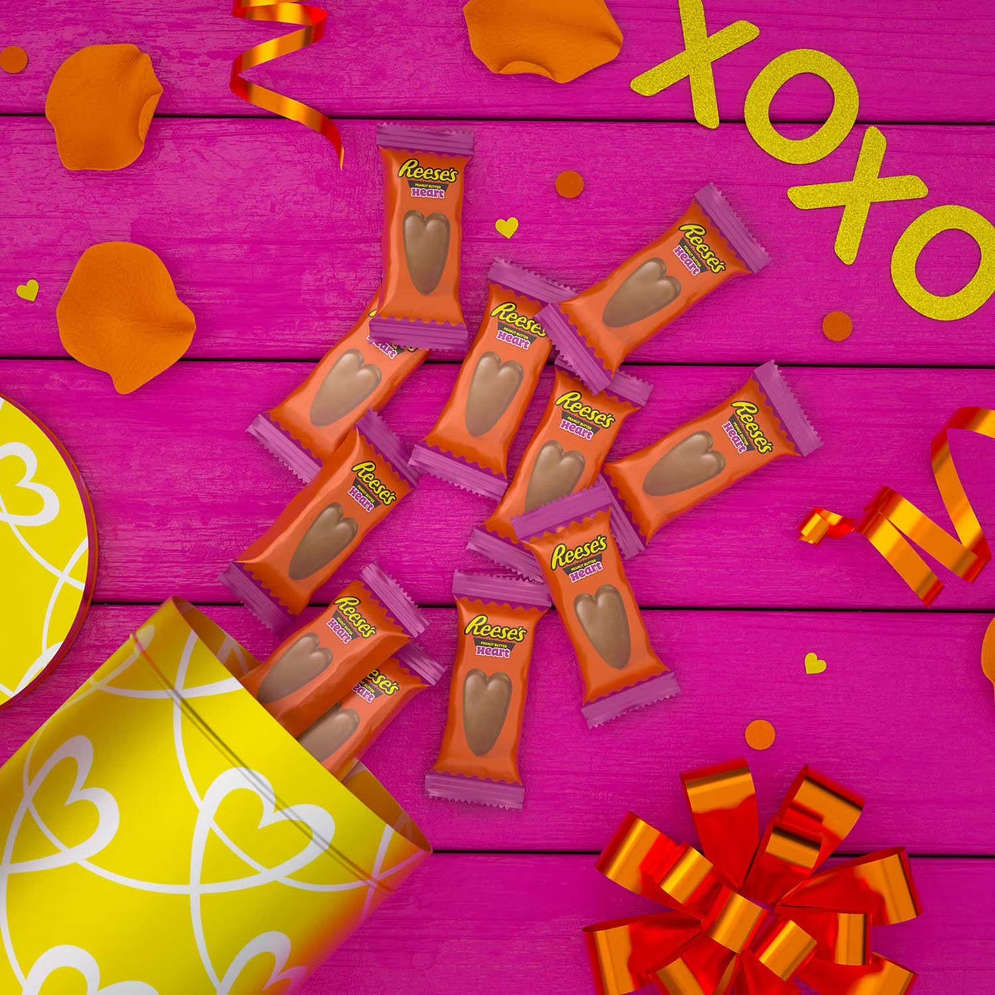 Valentine Milk Chocolate Snack Size Peanut Butter Hearts Candy, 65 pcs