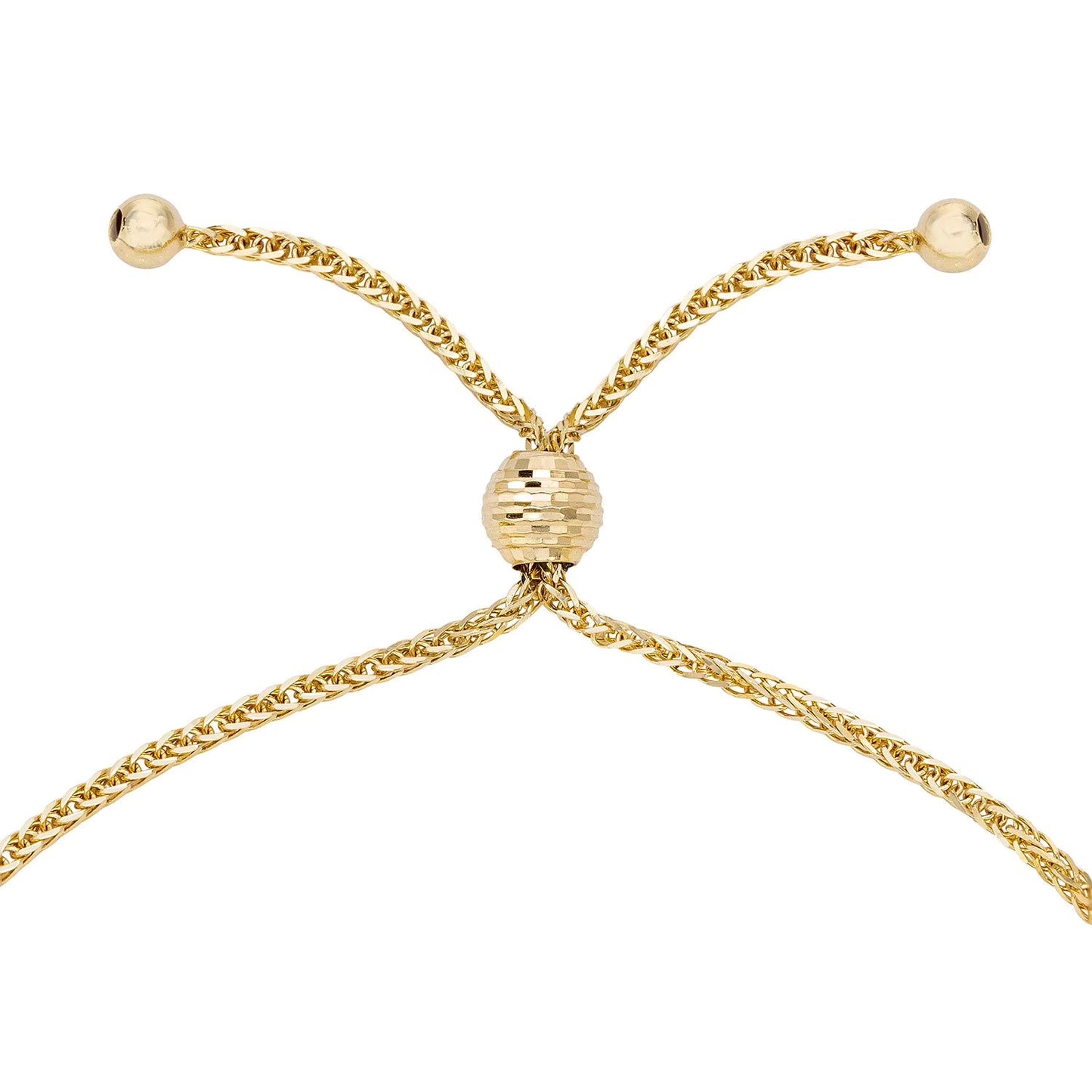 Diamond Cut Bead Bolo Bracelet in 14K Gold