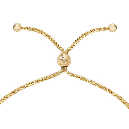 Diamond Cut Bead Bolo Bracelet in 14K Gold