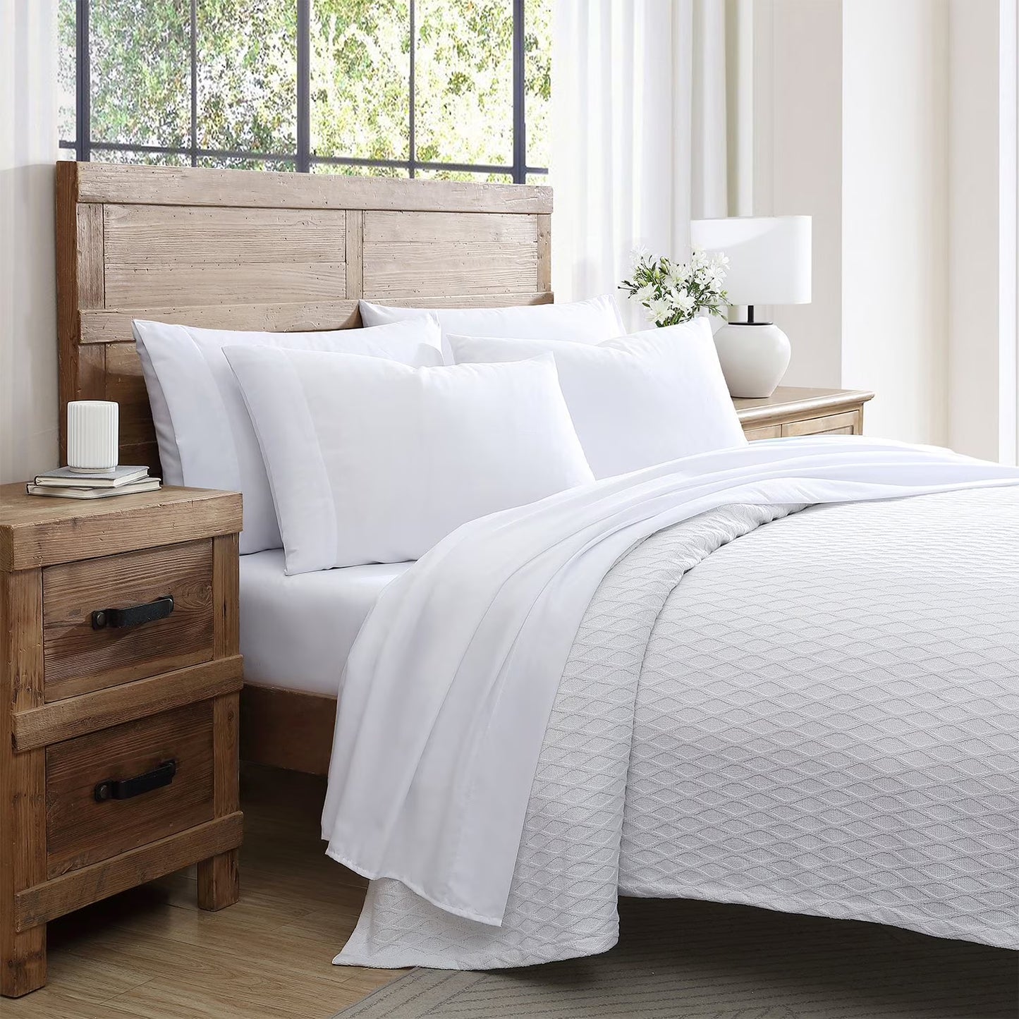 Tahari Home 4-Piece Solid Brushed Microfiber Sheet Set