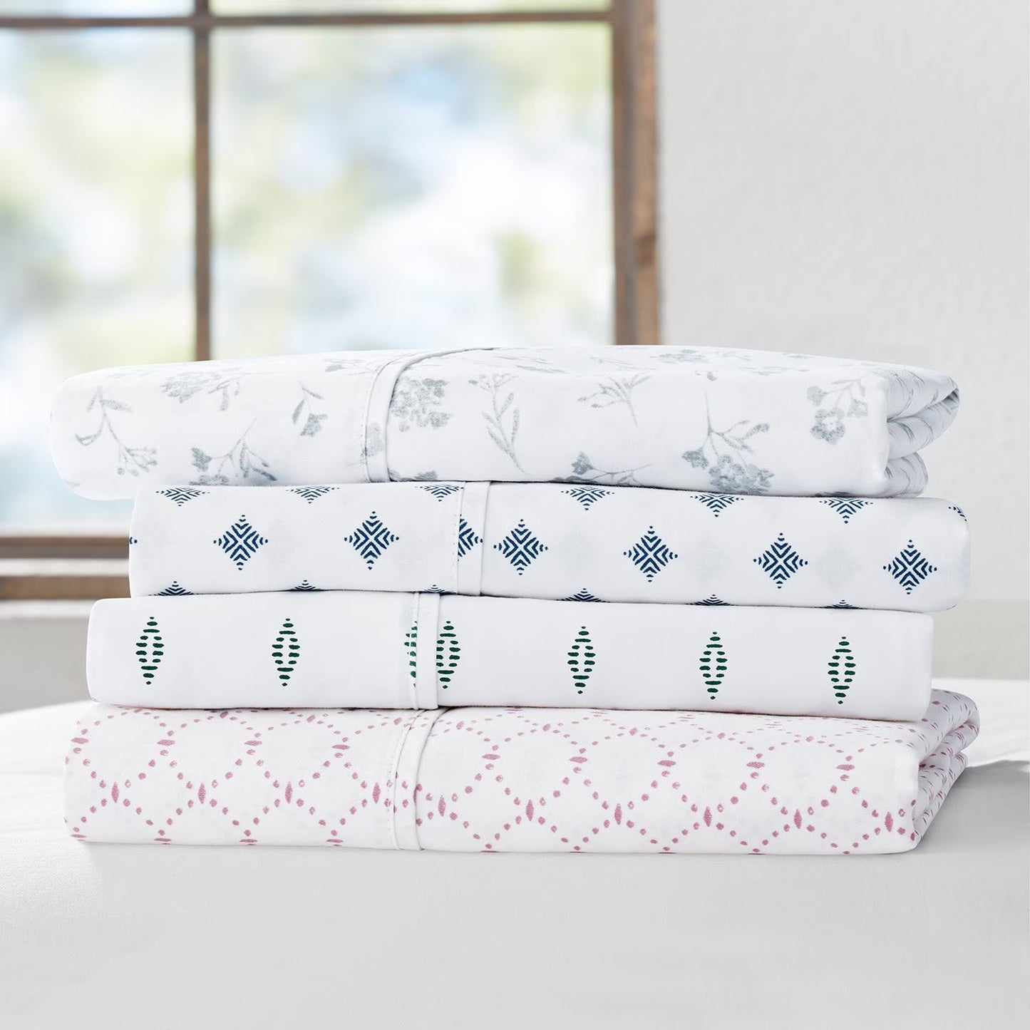 300-Thread-Count 100% Organic Cotton Printed Sheet Set, Assorted Sizes