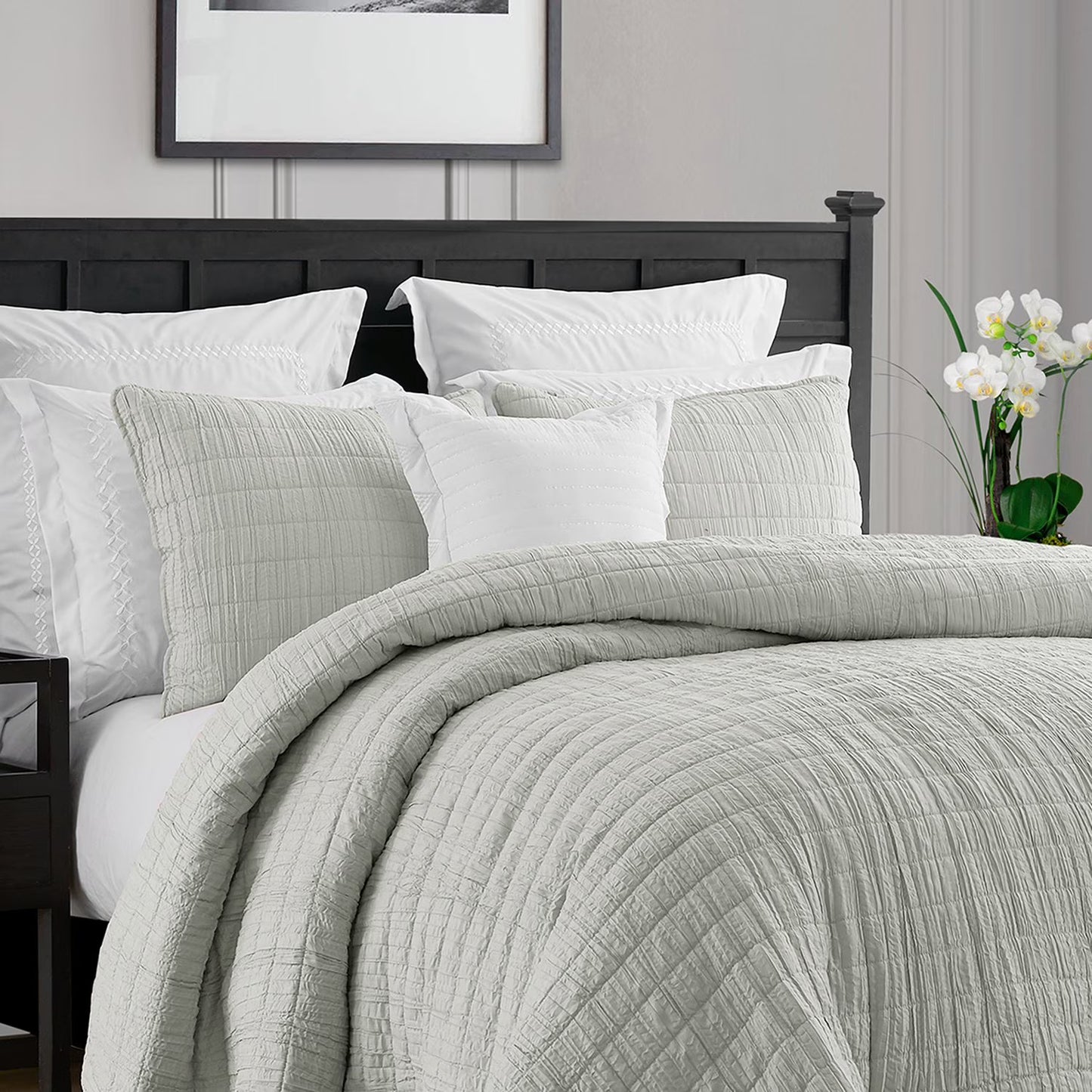 Swift Home Oversized Crinkle Enzyme Wash Quilted Coverlet, Assorted Sizes