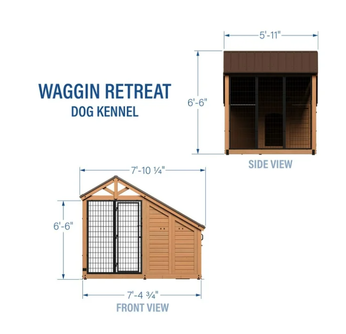 Backyard 7' x 5' Cedar Wood Dog House/Kennel with Feeding Door