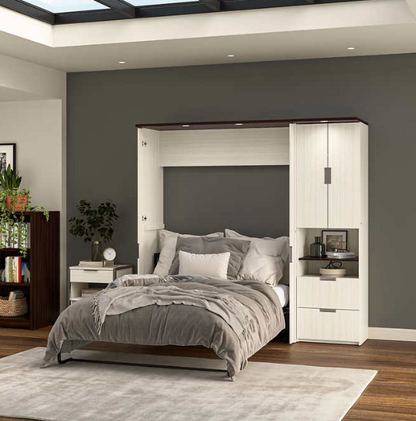 Lumina Full Murphy Bed with Desk and Storage Cabinet