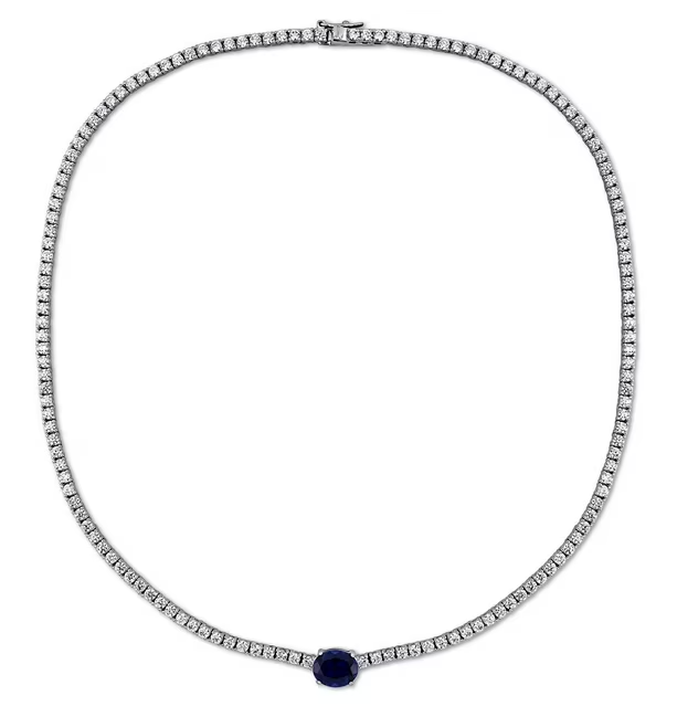 Gemstone Tennis Necklace in Sterling Silver - Lab Created