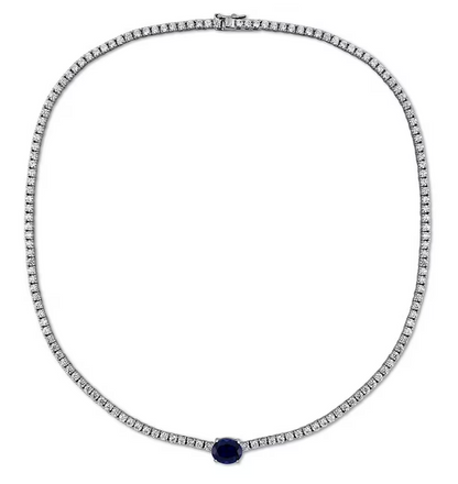 Gemstone Tennis Necklace in Sterling Silver - Lab Created
