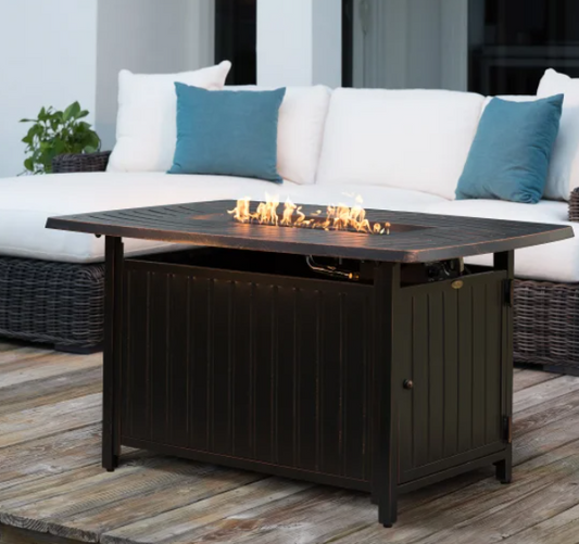 Bravos Aluminum Propane Gas Fire Pit - Rectangle