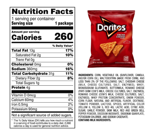 Doritos Nacho Cheese Tortilla Chips, 1.75 oz., 64 pk.