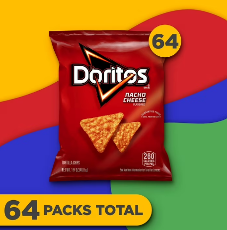 Doritos Nacho Cheese Tortilla Chips, 1.75 oz., 64 pk.