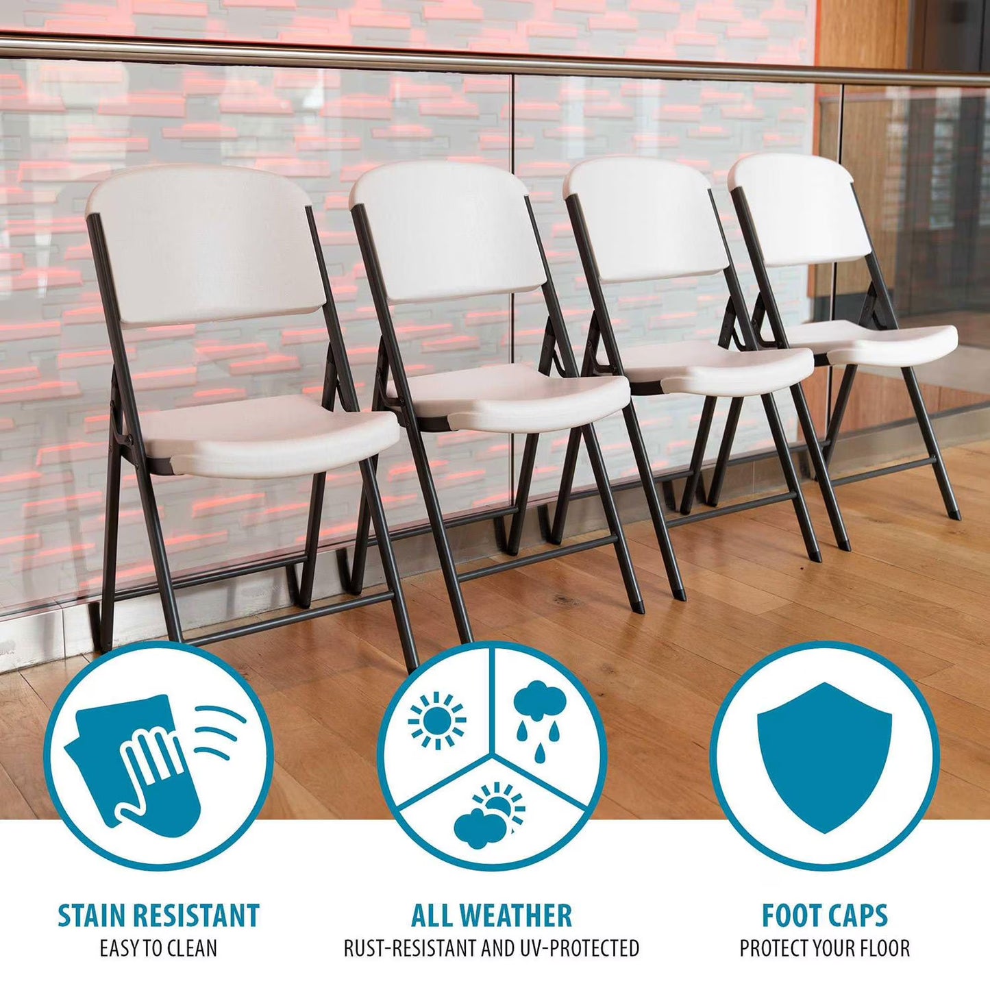 Folding Chair 4 Pack- Lifetime Commercial Grade Contoured