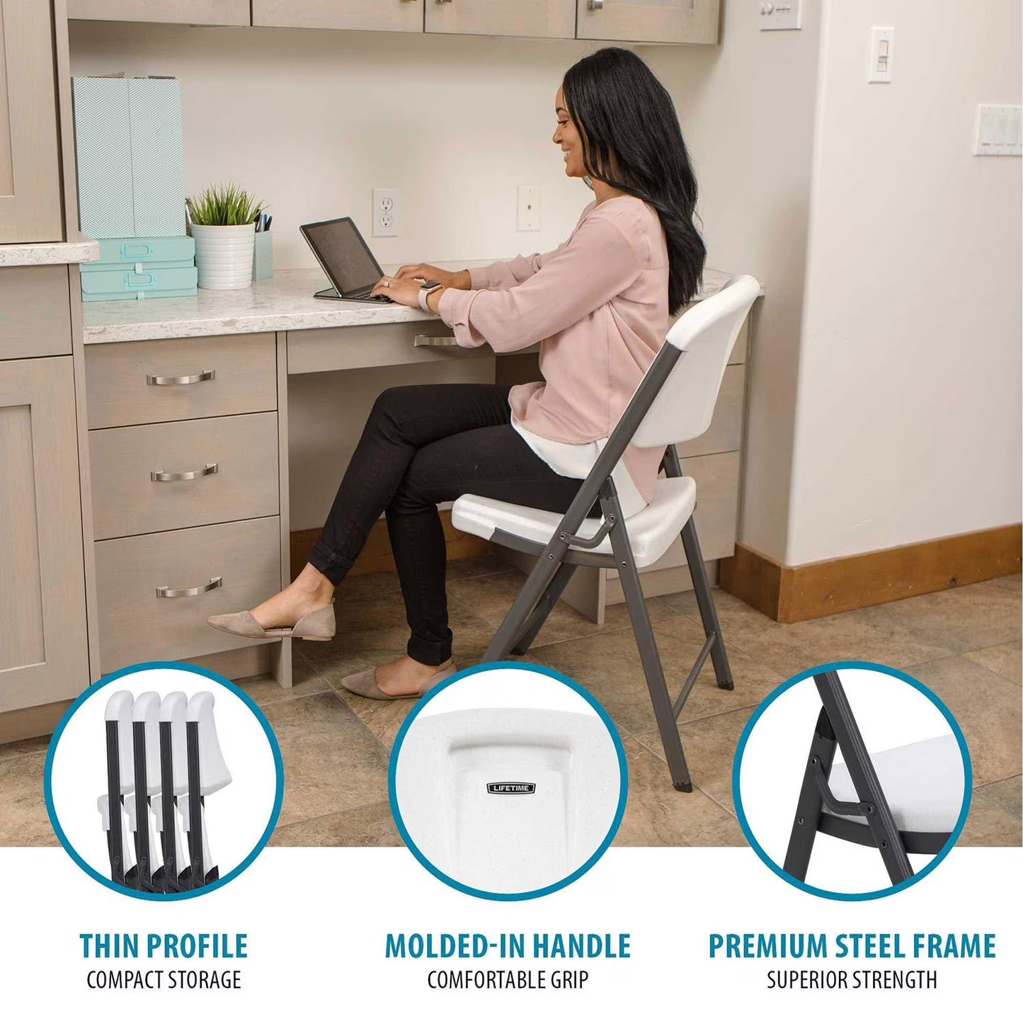 Folding Chair 4 Pack- Lifetime Commercial Grade Contoured