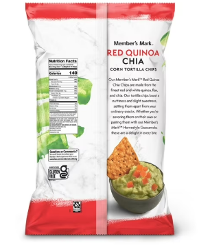 Red Quinoa Chia Corn Tortilla Chips, 16 oz.