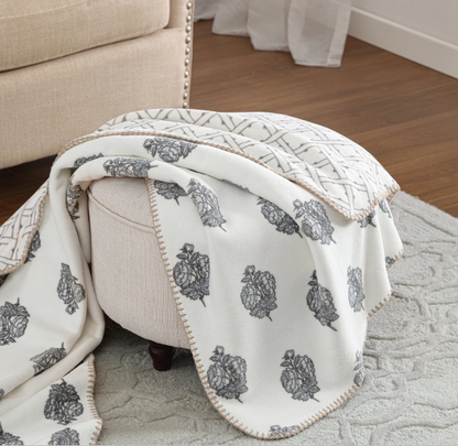 Coco Plush Reversible Throw, 60" x 70"- Laura Ashley - Assorted Colors