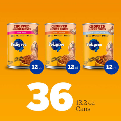 Pedigree Chopped Ground Dinner, Variety Pack, 13.2 oz., 36 ct.