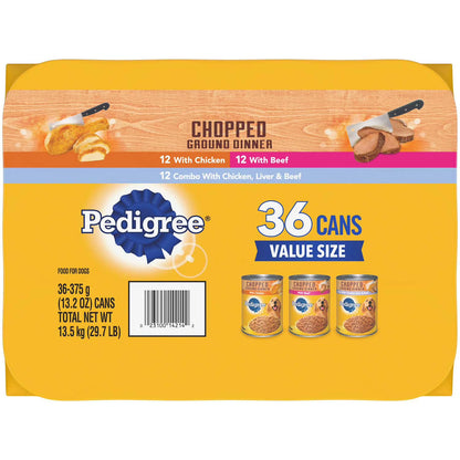 Pedigree Chopped Ground Dinner, Variety Pack, 13.2 oz., 36 ct.