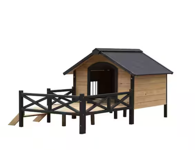 Outdoor Large Wooden Cabin Dog House with Porch