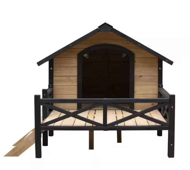 Outdoor Large Wooden Cabin Dog House with Porch