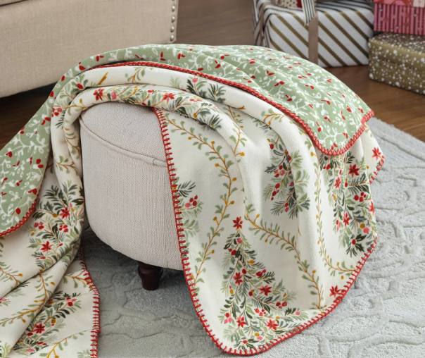 Coco Plush Reversible Throw, 60" x 70"- Laura Ashley - Assorted Colors