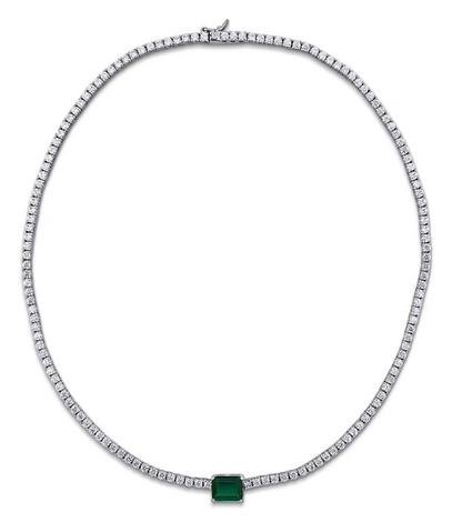 Gemstone Tennis Necklace in Sterling Silver - Lab Created