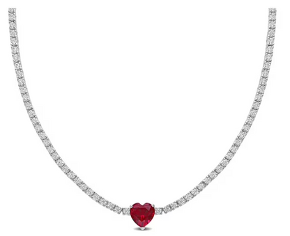 Gemstone Tennis Necklace in Sterling Silver - Lab Created