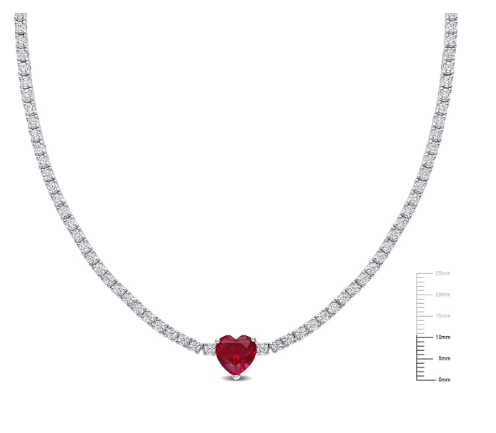 Gemstone Tennis Necklace in Sterling Silver - Lab Created