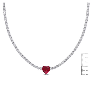 Gemstone Tennis Necklace in Sterling Silver - Lab Created