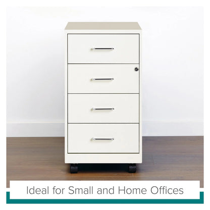 18" Deep 4-Drawer Metal Mobile Organizer, 4 Box Drawers