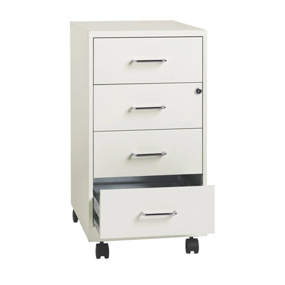 18" Deep 4-Drawer Metal Mobile Organizer, 4 Box Drawers