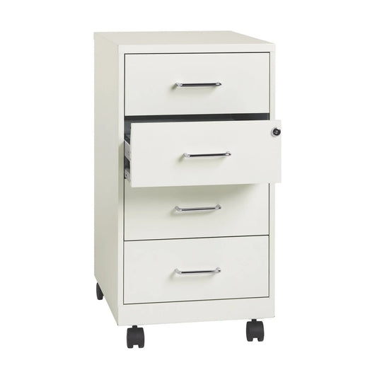 18" Deep 4-Drawer Metal Mobile Organizer, 4 Box Drawers