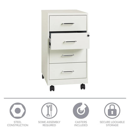18" Deep 4-Drawer Metal Mobile Organizer, 4 Box Drawers