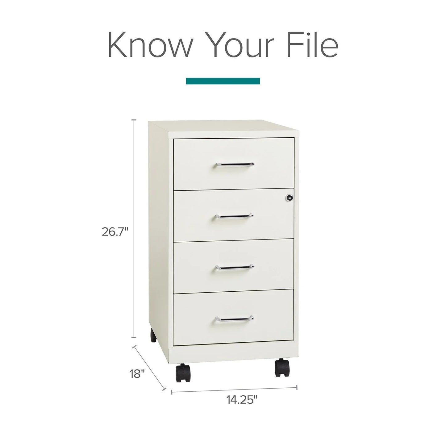18" Deep 4-Drawer Metal Mobile Organizer, 4 Box Drawers