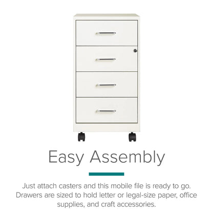 18" Deep 4-Drawer Metal Mobile Organizer, 4 Box Drawers