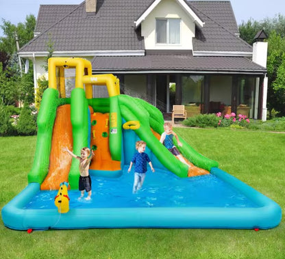 Inflatable water park bounce house 2-slide bouncer with 480-Watt Blower