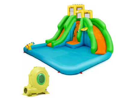 Inflatable water park bounce house 2-slide bouncer with 480-Watt Blower