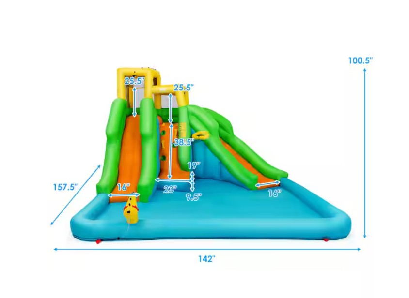 Inflatable water park bounce house 2-slide bouncer with 480-Watt Blower
