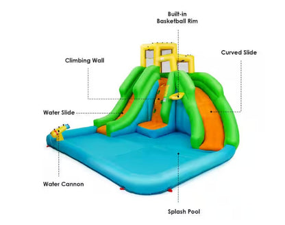 Inflatable water park bounce house 2-slide bouncer with 480-Watt Blower
