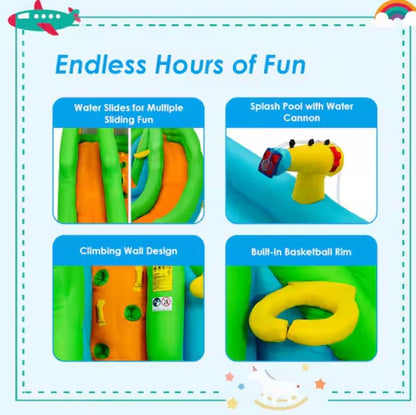 Inflatable water park bounce house 2-slide bouncer with 480-Watt Blower