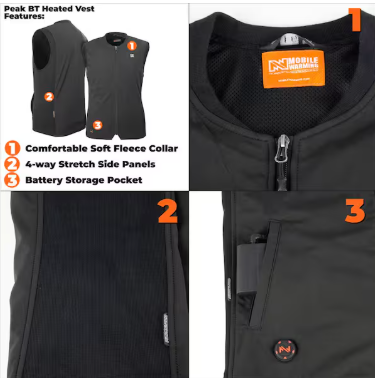 Men's 7.4-Volt Peak Black Heated Vest