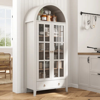 Kalaen 71" Arched Display Wood Cabinet