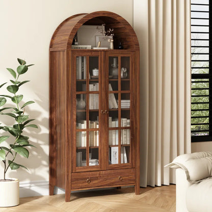 Kalaen 71" Arched Display Wood Cabinet