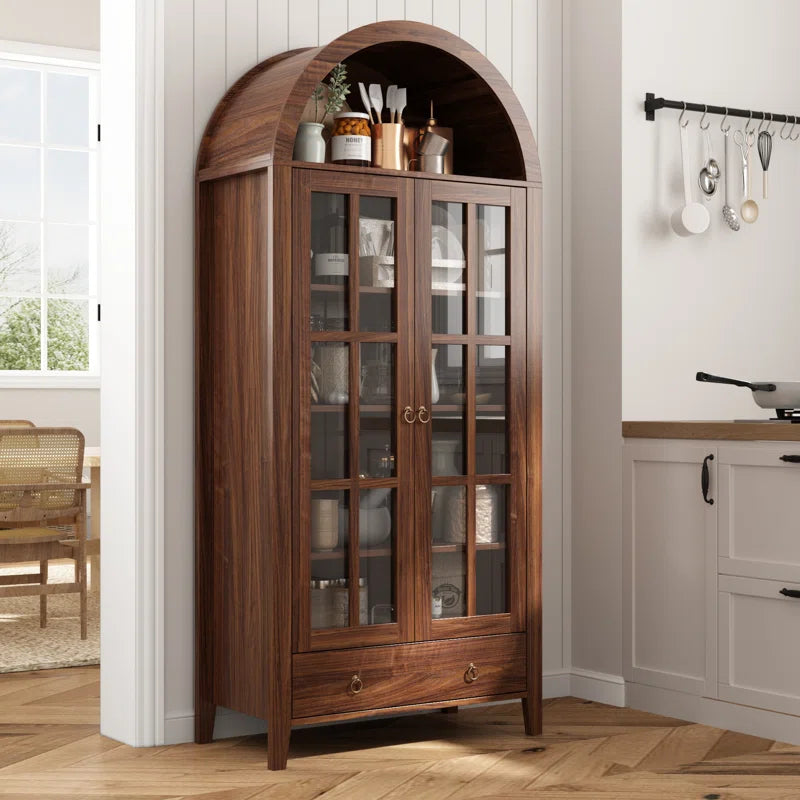 Kalaen 71" Arched Display Wood Cabinet