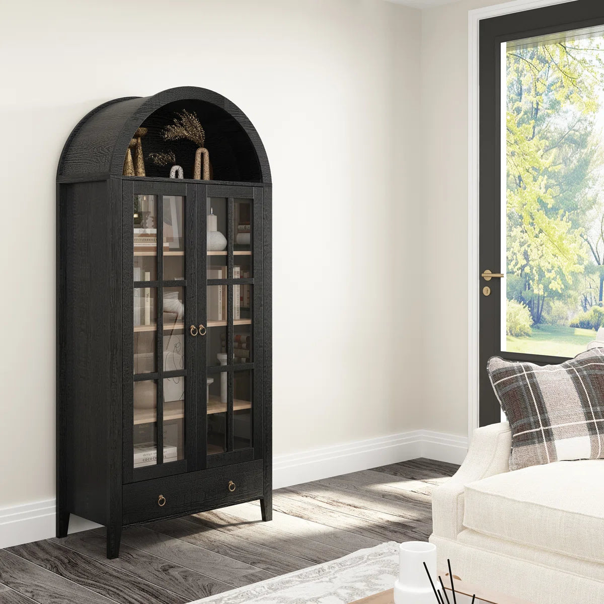Kalaen 71" Arched Display Wood Cabinet