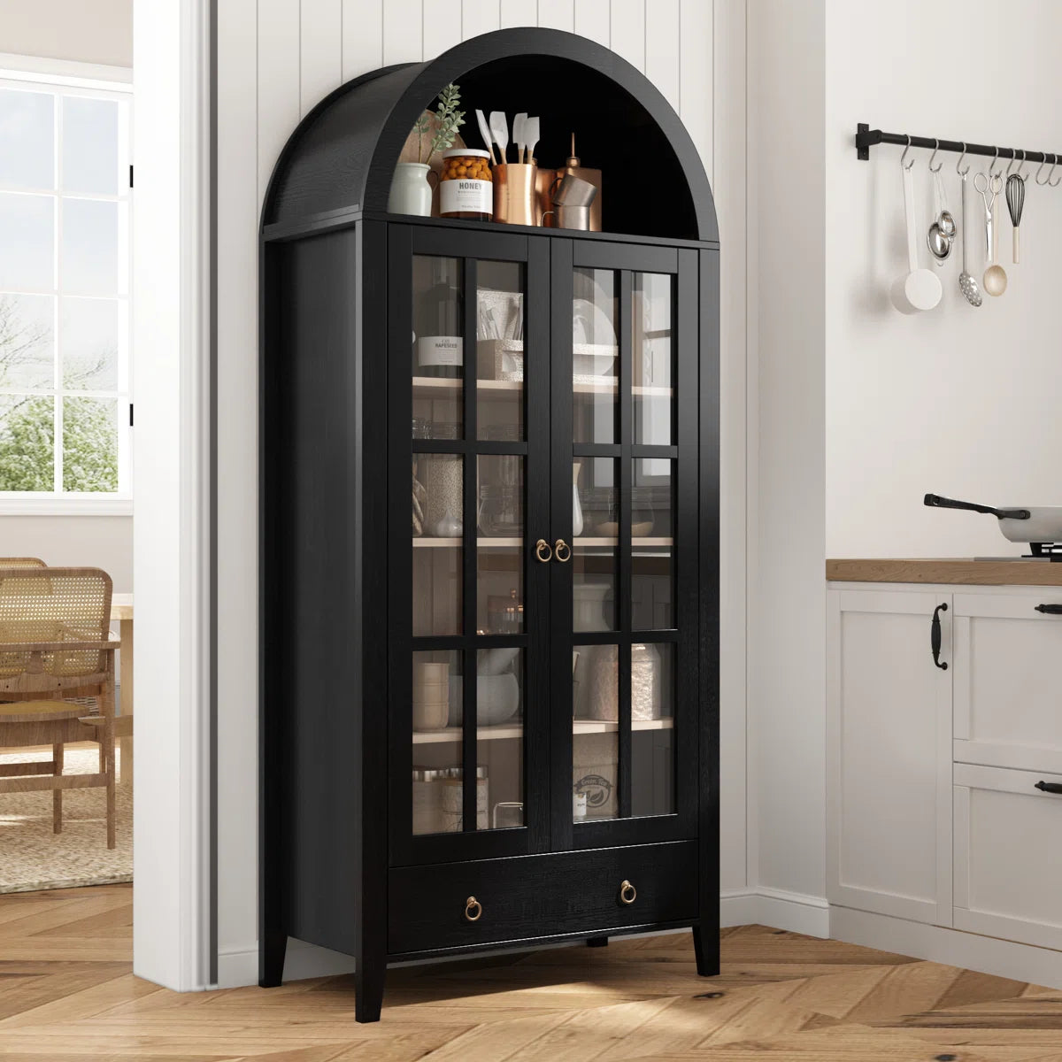 Kalaen 71" Arched Display Wood Cabinet