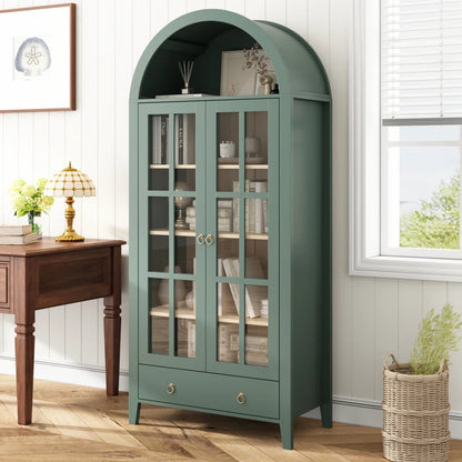 Kalaen 71" Arched Display Wood Cabinet