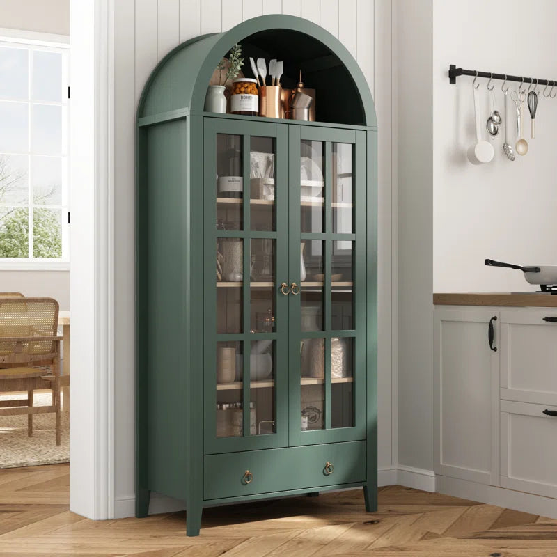 Kalaen 71" Arched Display Wood Cabinet