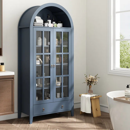Kalaen 71" Arched Display Wood Cabinet