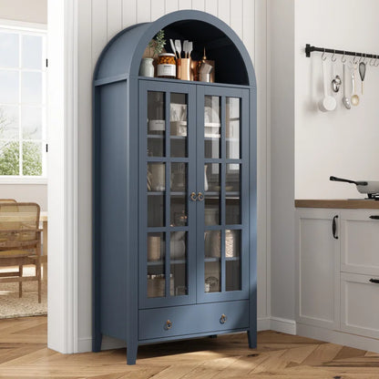 Kalaen 71" Arched Display Wood Cabinet